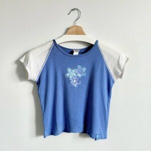 LA SENZA Girl Vintage 2000s Flower Print Baby Tee
